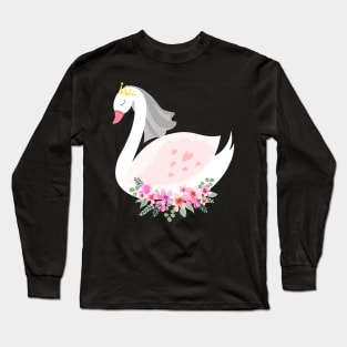 Getting Married Bride And Groom Animal Ducks Birds Swans Wedding Party Long Sleeve T-Shirt